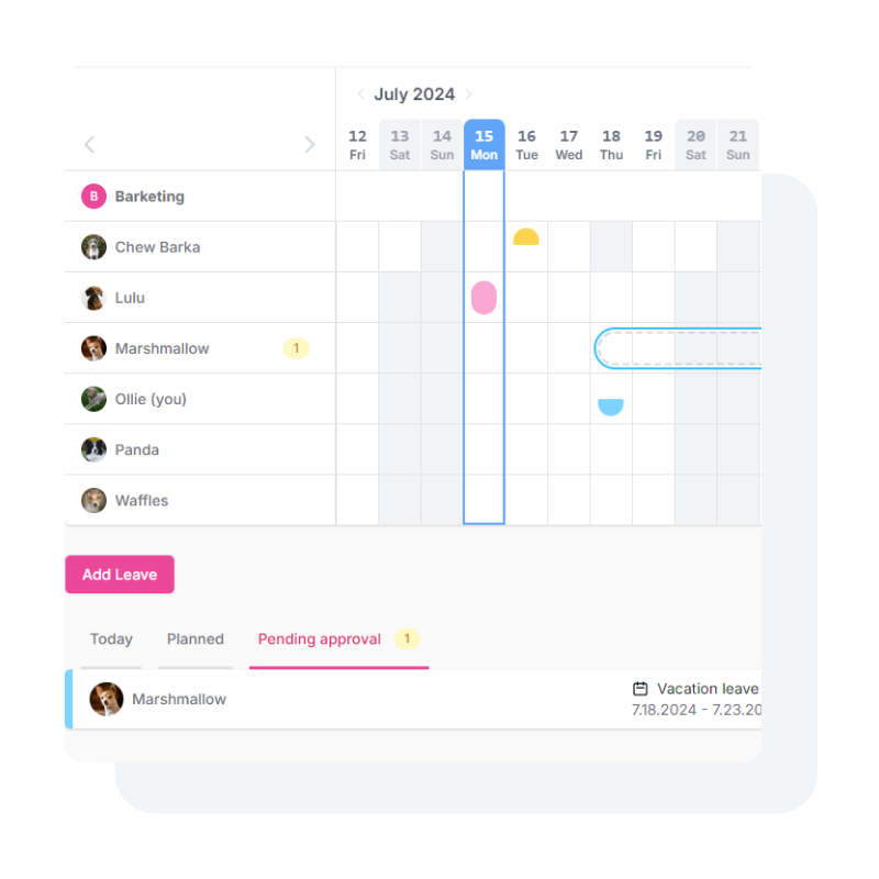 vacation tracker dashboard